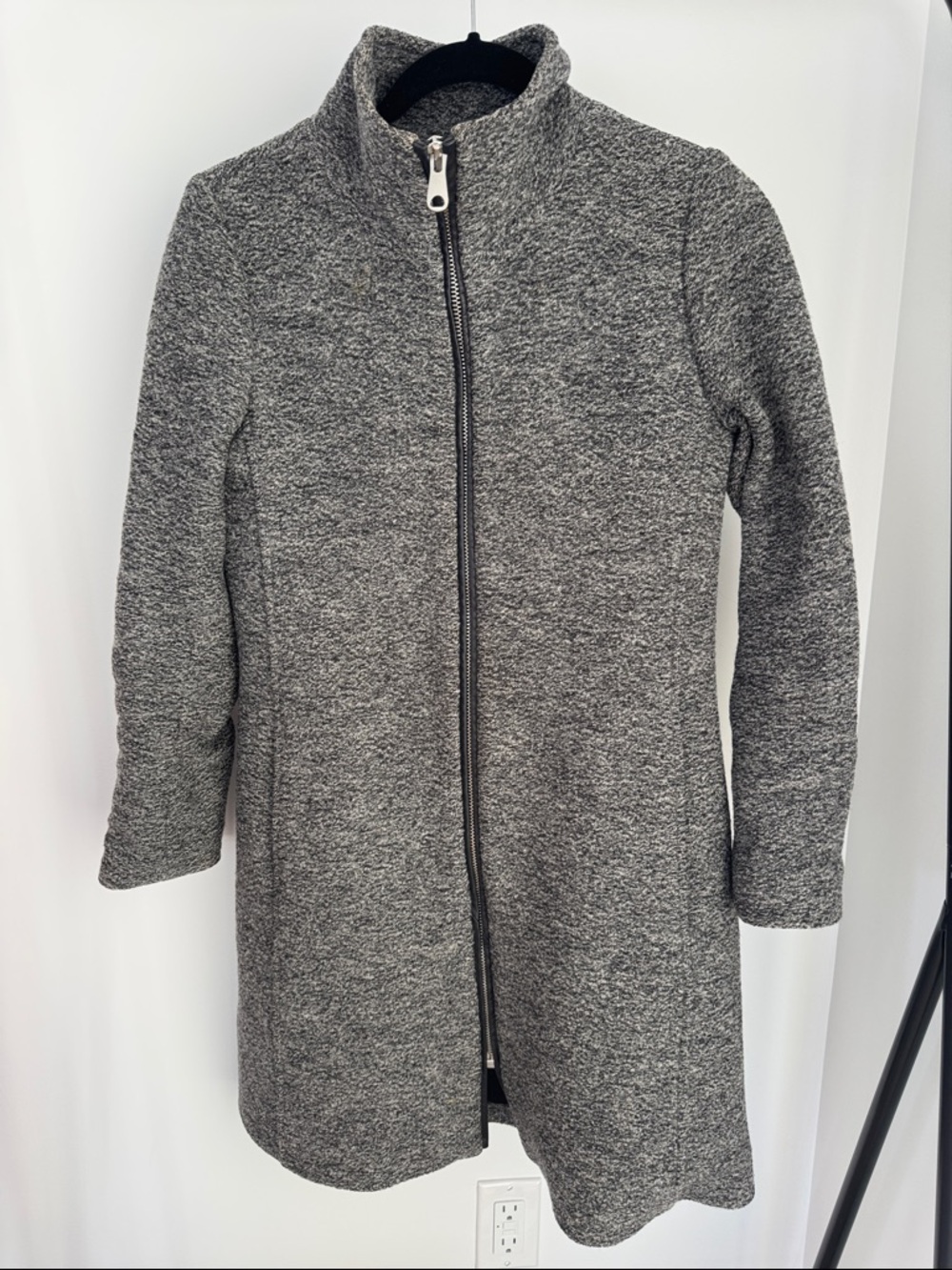 Club Monaco Heathered Gray Zip-Front Trench Coat